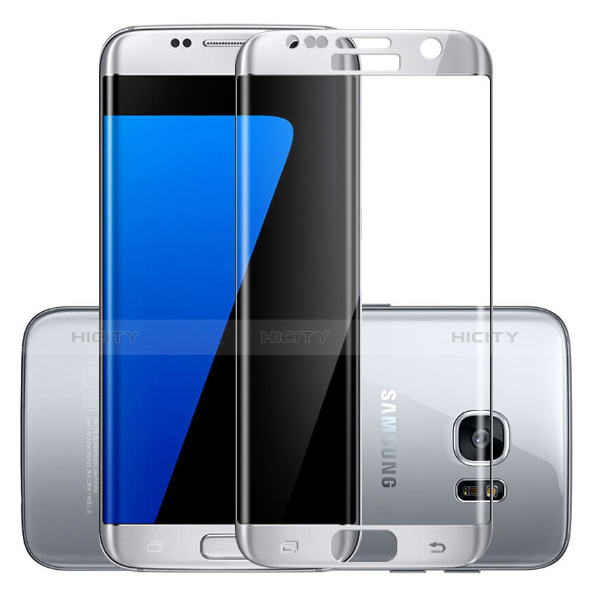 Schutzfolie Full Coverage Displayschutzfolie Panzerfolie Skins zum Aufkleben Gehärtetes Glas Glasfolie F03 für Samsung Galaxy S7 Edge G935F Silber Plus