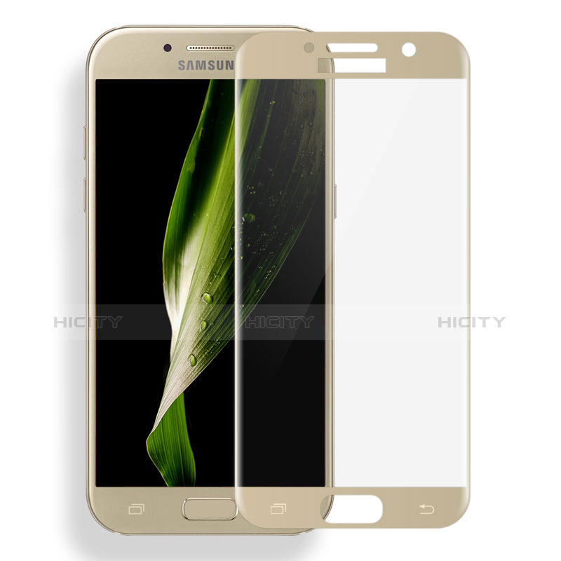 Schutzfolie Full Coverage Displayschutzfolie Panzerfolie Skins zum Aufkleben Gehärtetes Glas Glasfolie F04 für Samsung Galaxy A3 (2017) SM-A320F Gold groß