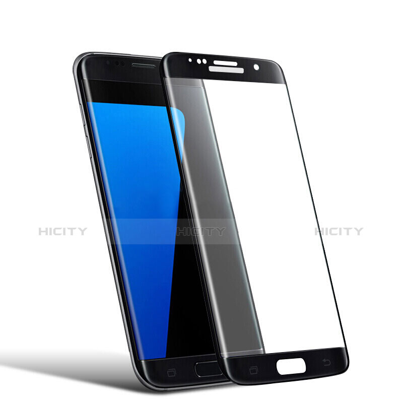 Schutzfolie Full Coverage Displayschutzfolie Panzerfolie Skins zum Aufkleben Gehärtetes Glas Glasfolie F04 für Samsung Galaxy S7 Edge G935F Schwarz