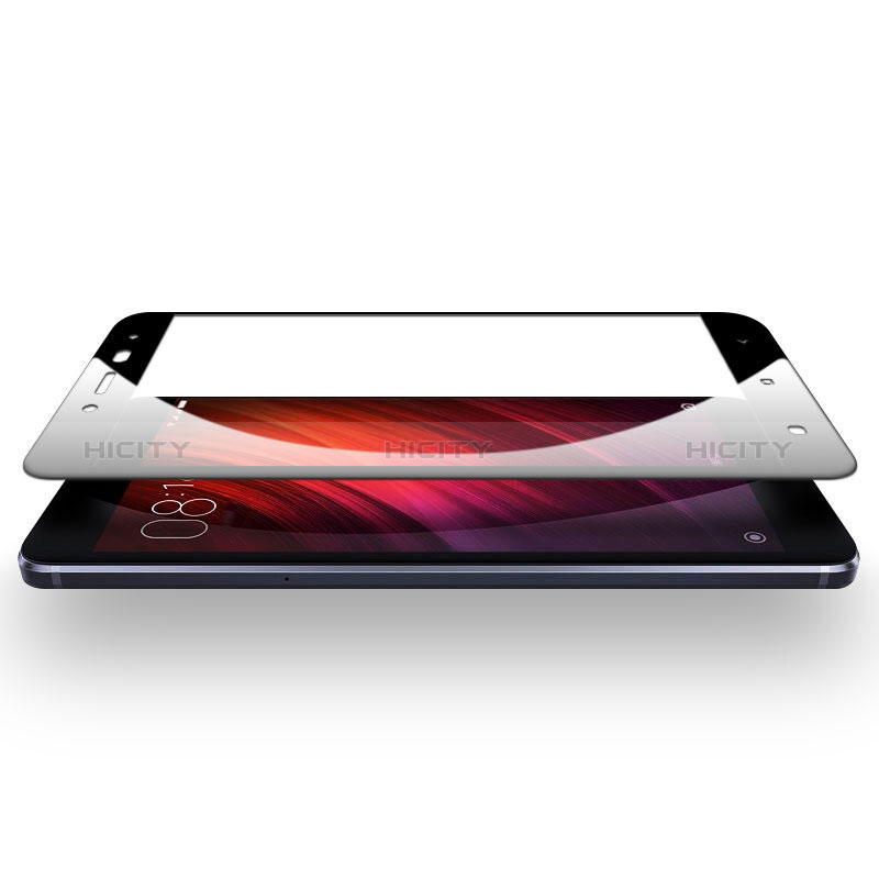 Schutzfolie Full Coverage Displayschutzfolie Panzerfolie Skins zum Aufkleben Gehärtetes Glas Glasfolie F05 für Xiaomi Redmi Note 4X Schwarz groß