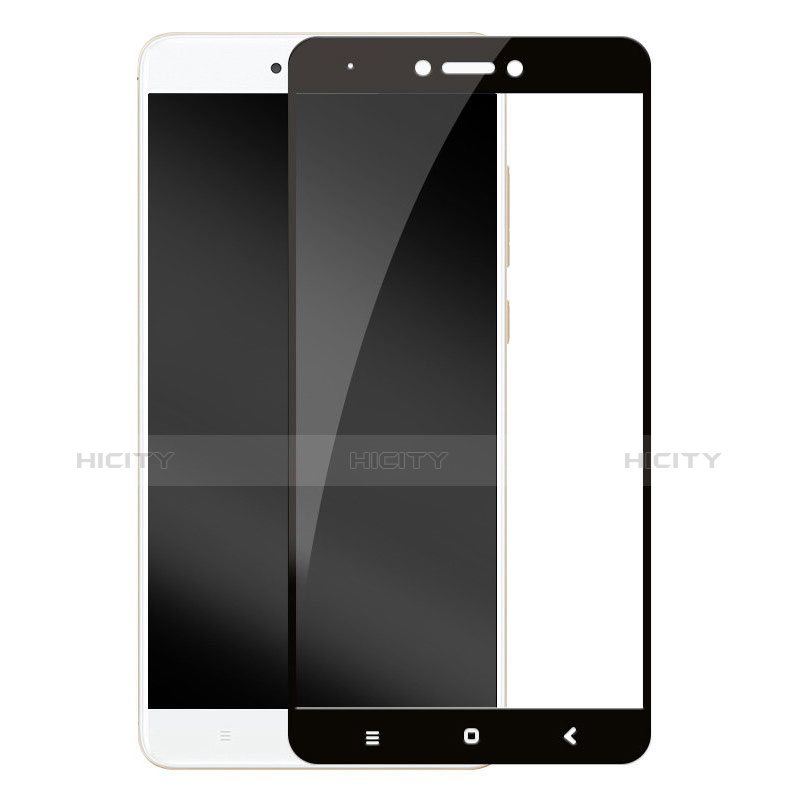 Schutzfolie Full Coverage Displayschutzfolie Panzerfolie Skins zum Aufkleben Gehärtetes Glas Glasfolie F06 für Xiaomi Redmi Note 4 Schwarz