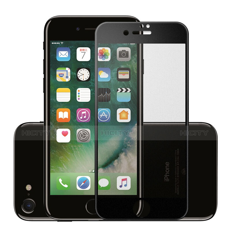 Schutzfolie Full Coverage Displayschutzfolie Panzerfolie Skins zum Aufkleben Gehärtetes Glas Glasfolie F16 für Apple iPhone 8 Schwarz Plus