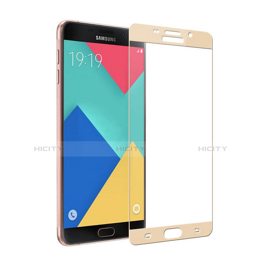 Schutzfolie Full Coverage Displayschutzfolie Panzerfolie Skins zum Aufkleben Gehärtetes Glas Glasfolie für Samsung Galaxy A7 (2016) A7100 Gold groß