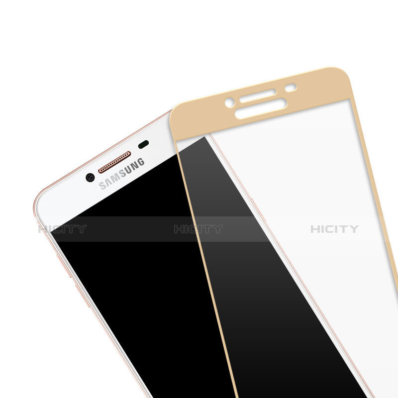 Schutzfolie Full Coverage Displayschutzfolie Panzerfolie Skins zum Aufkleben Gehärtetes Glas Glasfolie für Samsung Galaxy C7 SM-C7000 Gold