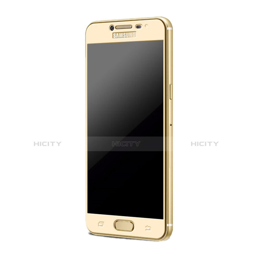 Schutzfolie Full Coverage Displayschutzfolie Panzerfolie Skins zum Aufkleben Gehärtetes Glas Glasfolie für Samsung Galaxy C7 SM-C7000 Gold
