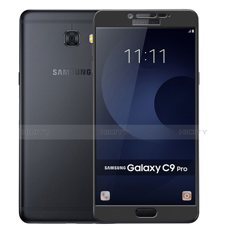 Schutzfolie Full Coverage Displayschutzfolie Panzerfolie Skins zum Aufkleben Gehärtetes Glas Glasfolie für Samsung Galaxy C9 Pro C9000 Schwarz groß