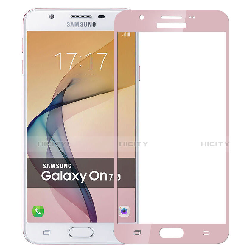 Schutzfolie Full Coverage Displayschutzfolie Panzerfolie Skins zum Aufkleben Gehärtetes Glas Glasfolie für Samsung Galaxy J7 Prime Rosa groß