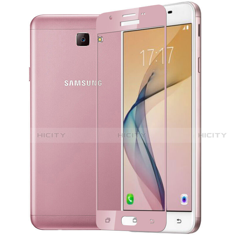 Schutzfolie Full Coverage Displayschutzfolie Panzerfolie Skins zum Aufkleben Gehärtetes Glas Glasfolie für Samsung Galaxy J7 Prime Rosa groß