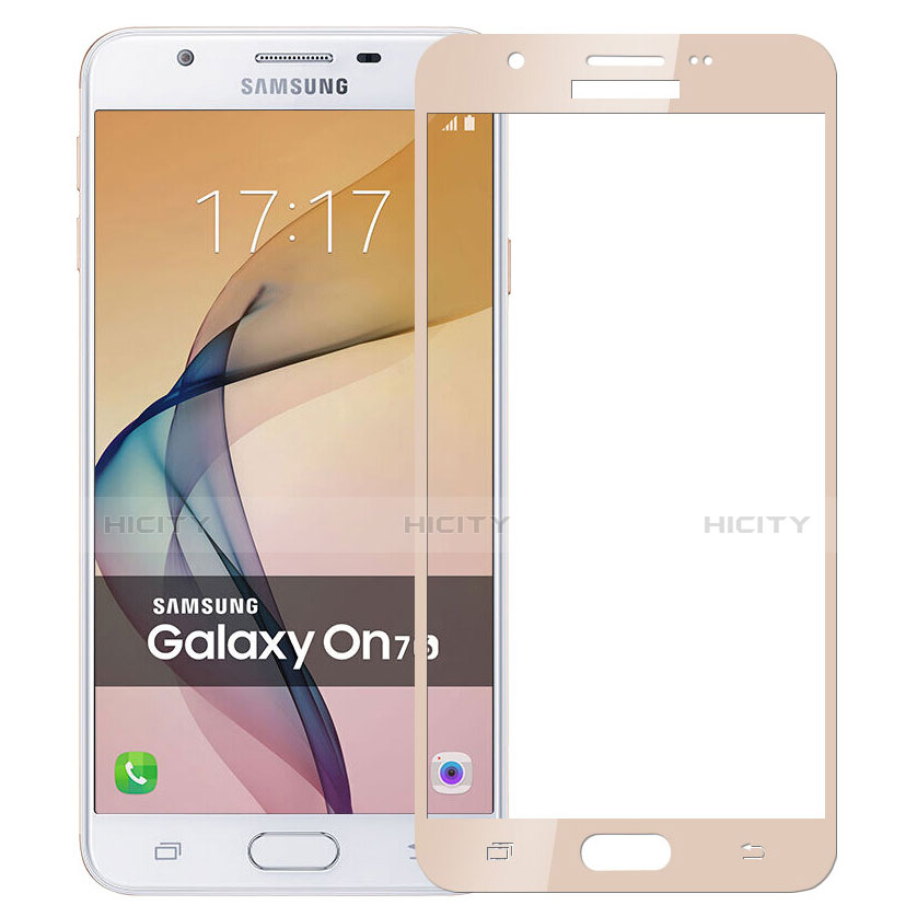 Schutzfolie Full Coverage Displayschutzfolie Panzerfolie Skins zum Aufkleben Gehärtetes Glas Glasfolie für Samsung Galaxy On7 (2016) G6100 Gold groß