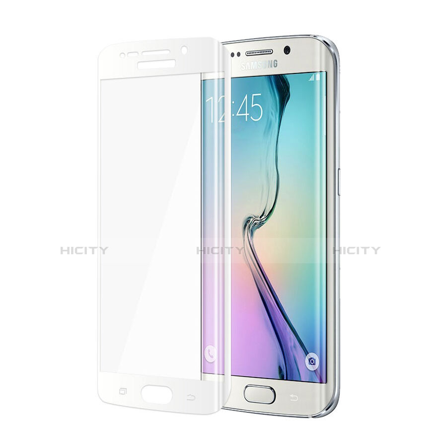 Schutzfolie Full Coverage Displayschutzfolie Panzerfolie Skins zum Aufkleben Gehärtetes Glas Glasfolie für Samsung Galaxy S6 Edge SM-G925 Weiß groß