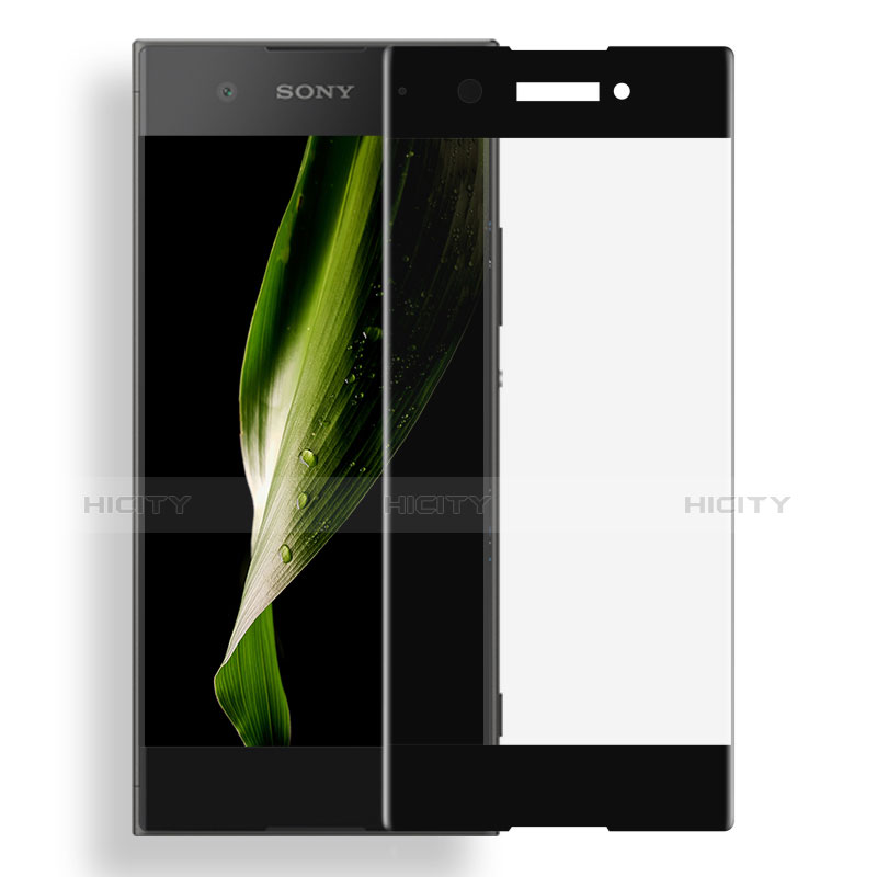 Schutzfolie Full Coverage Displayschutzfolie Panzerfolie Skins zum Aufkleben Gehärtetes Glas Glasfolie für Sony Xperia XA1 Schwarz