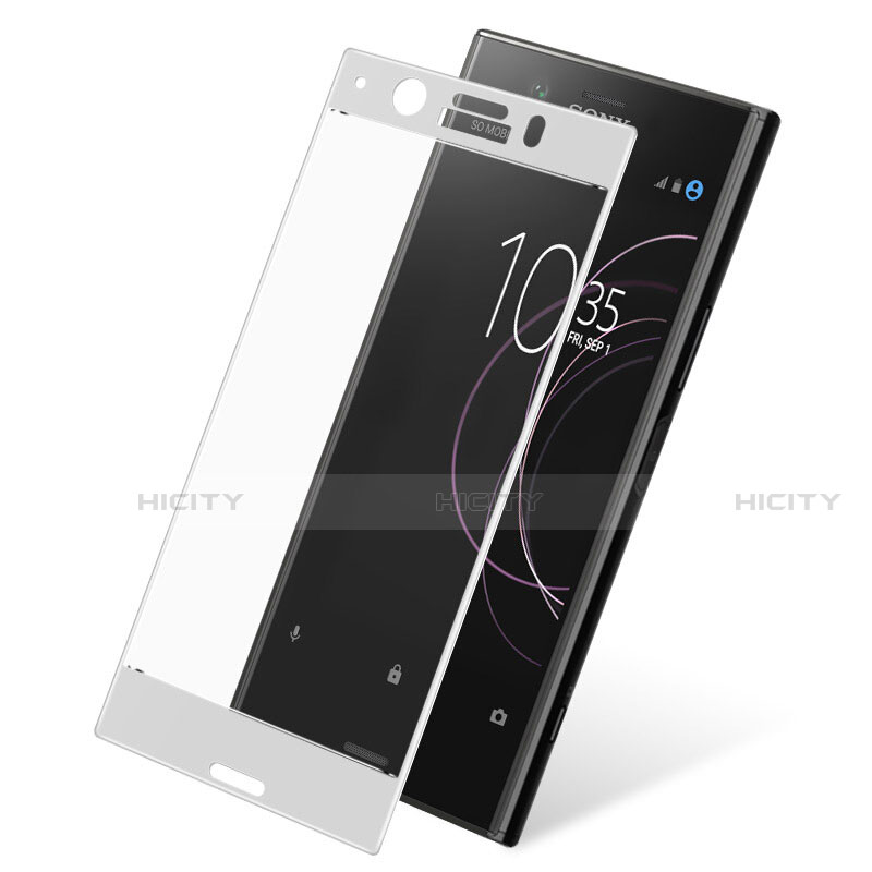 Schutzfolie Full Coverage Displayschutzfolie Panzerfolie Skins zum Aufkleben Gehärtetes Glas Glasfolie für Sony Xperia XZ1 Compact Weiß