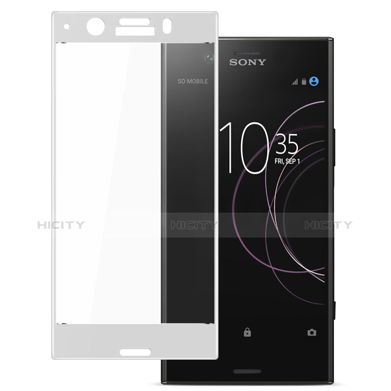 Schutzfolie Full Coverage Displayschutzfolie Panzerfolie Skins zum Aufkleben Gehärtetes Glas Glasfolie für Sony Xperia XZ1 Compact Weiß