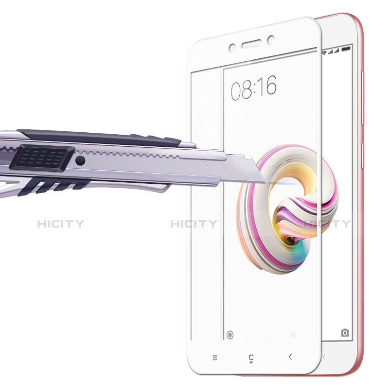 Schutzfolie Full Coverage Displayschutzfolie Panzerfolie Skins zum Aufkleben Gehärtetes Glas Glasfolie für Xiaomi Redmi 5A Weiß