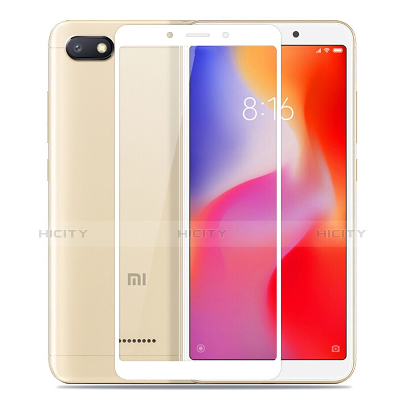 Schutzfolie Full Coverage Displayschutzfolie Panzerfolie Skins zum Aufkleben Gehärtetes Glas Glasfolie für Xiaomi Redmi 6A Weiß groß