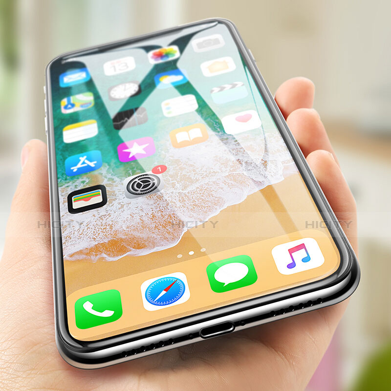 Schutzfolie Full Coverage Displayschutzfolie Panzerfolie Skins zum Aufkleben Gehärtetes Glas Glasfolie P01 für Apple iPhone Xs Max Schwarz
