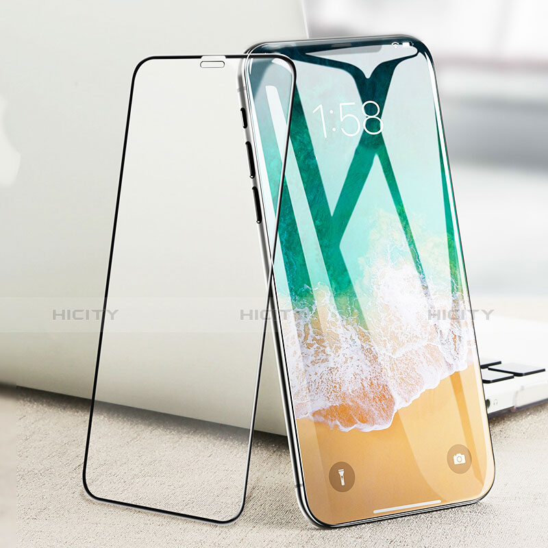 Schutzfolie Full Coverage Displayschutzfolie Panzerfolie Skins zum Aufkleben Gehärtetes Glas Glasfolie P01 für Apple iPhone Xs Max Schwarz