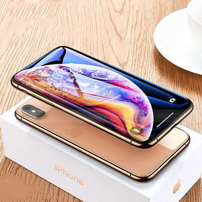 Schutzfolie Full Coverage Displayschutzfolie Panzerfolie Skins zum Aufkleben Gehärtetes Glas Glasfolie P07 für Apple iPhone Xs Schwarz Plus