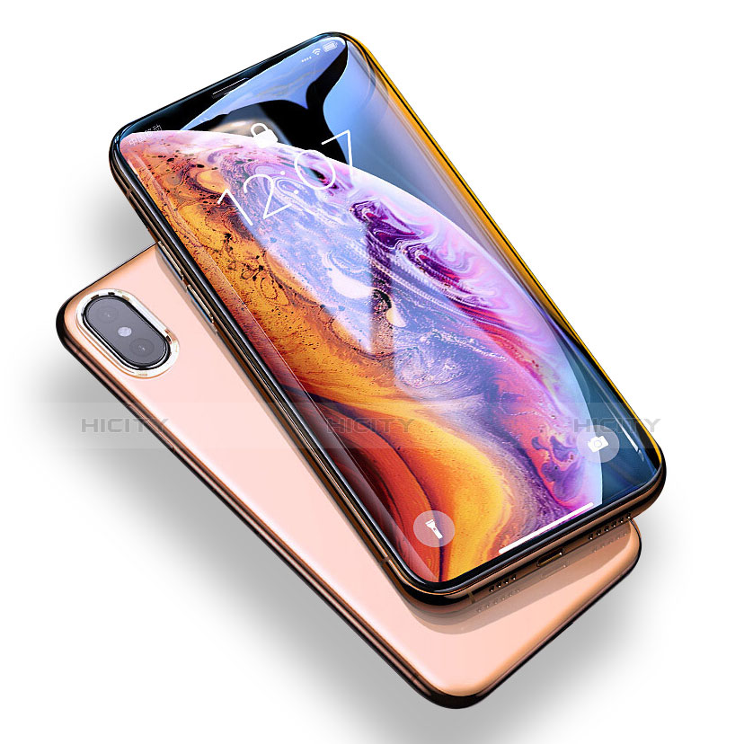 Schutzfolie Full Coverage Displayschutzfolie Panzerfolie Skins zum Aufkleben Gehärtetes Glas Glasfolie P07 für Apple iPhone Xs Schwarz groß