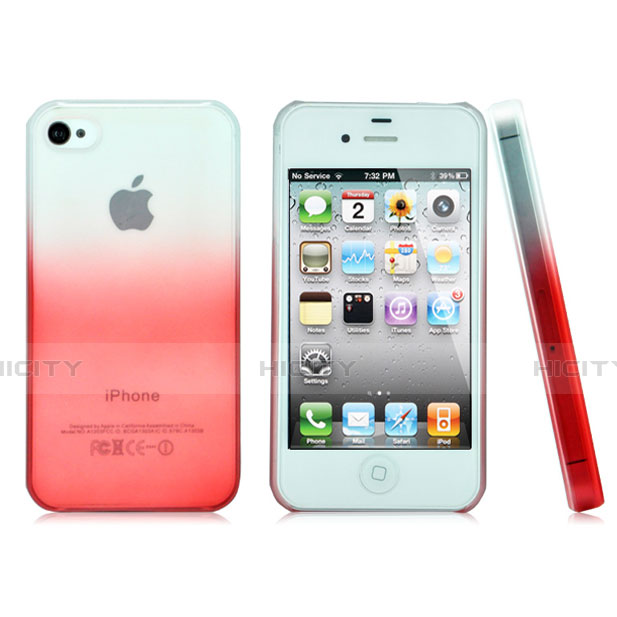 Schutzhülle Handytasche Durchsichtig Farbverlauf für Apple iPhone 4 Rot Plus