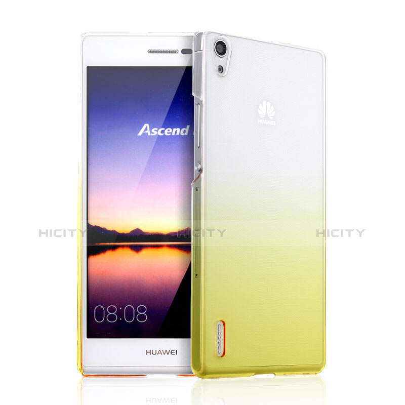 Schutzhülle Handytasche Durchsichtig Farbverlauf für Huawei Ascend P7 Gelb
