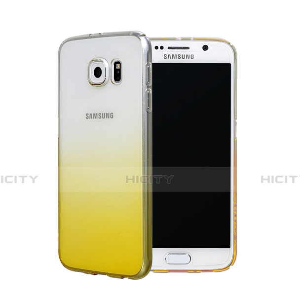 Schutzhülle Handytasche Durchsichtig Farbverlauf für Samsung Galaxy S6 SM-G920 Gelb Plus