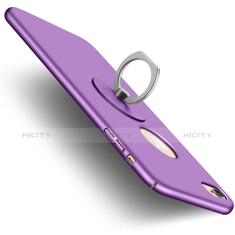 Schutzhülle Kunststoff Hülle Matt Loch mit Fingerring Ständer für Apple iPhone 6S Plus Violett