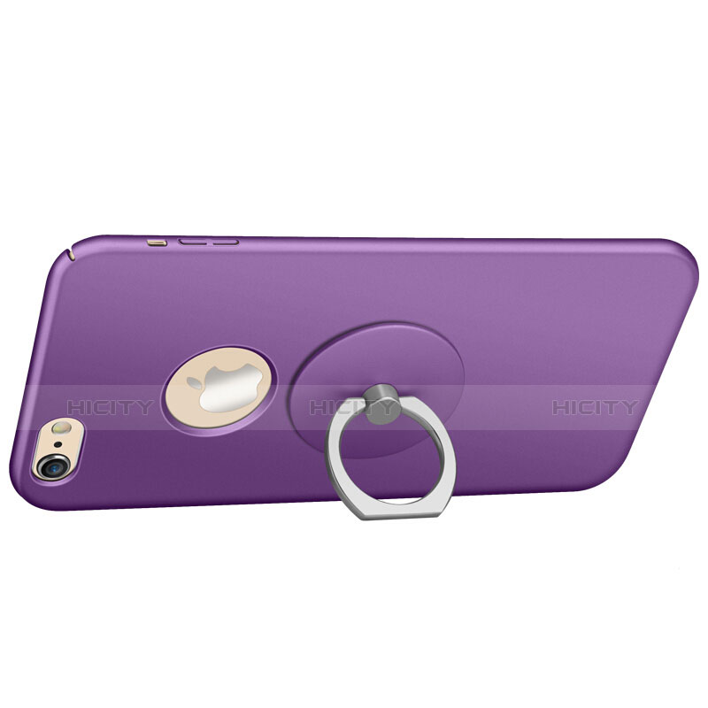 Schutzhülle Kunststoff Hülle Matt Loch mit Fingerring Ständer für Apple iPhone 6S Plus Violett groß