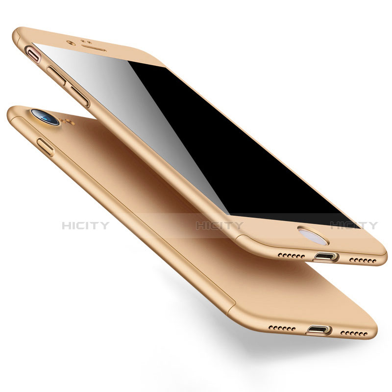 Schutzhülle Kunststoff Hülle Matt Vorder und Rückseite 360 Grad für Apple iPhone SE3 (2022) Gold groß