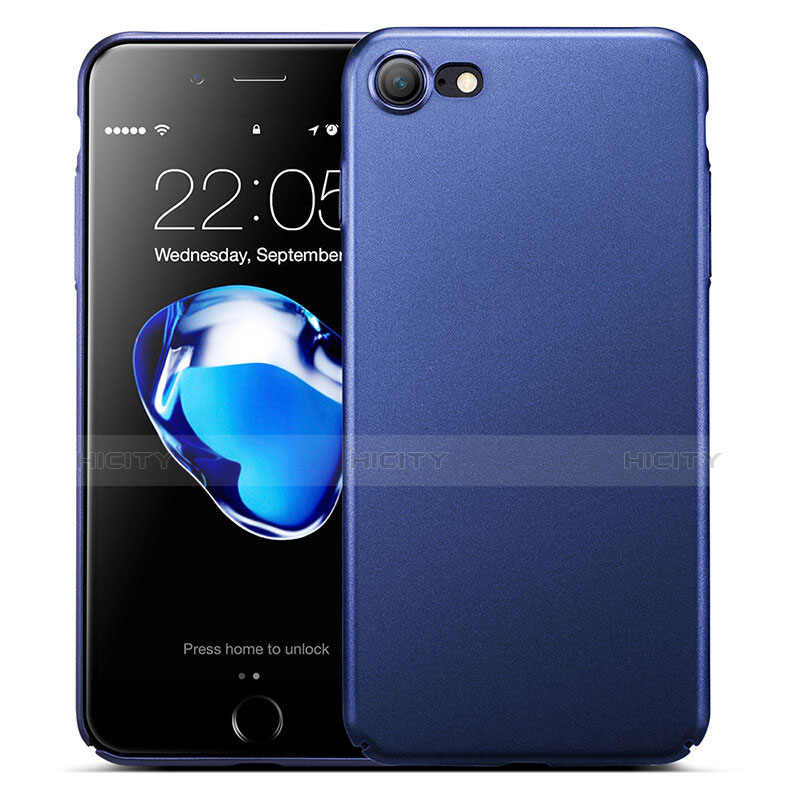 Schutzhülle Kunststoff Tasche Matt für Apple iPhone 8 Blau groß