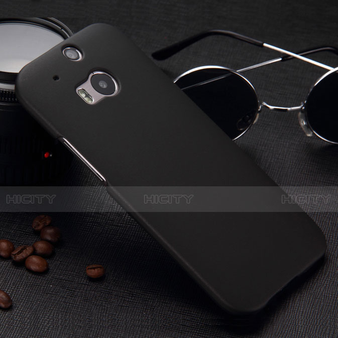 Schutzhülle Kunststoff Tasche Matt für HTC One M8 Schwarz groß