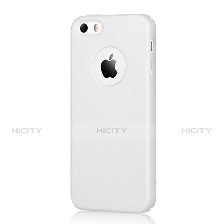 Schutzhülle Kunststoff Tasche Matt Loch für Apple iPhone 5S Weiß Plus