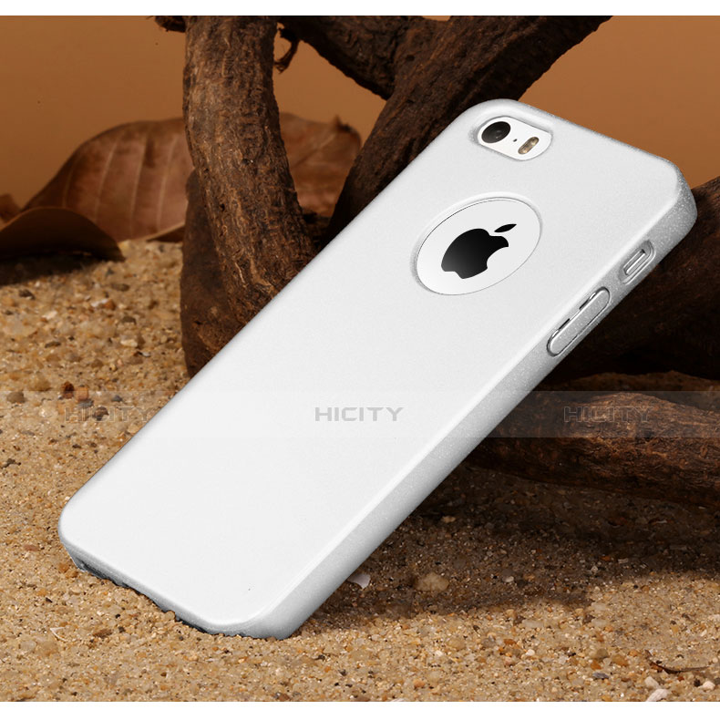 Schutzhülle Kunststoff Tasche Matt Loch für Apple iPhone 5S Weiß groß