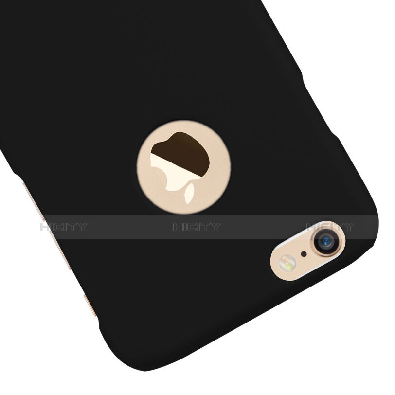 Schutzhülle Kunststoff Tasche Matt Loch für Apple iPhone 6S Plus Schwarz groß