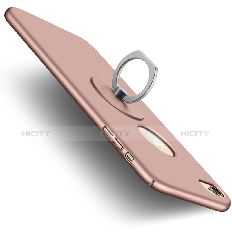 Schutzhülle Kunststoff Tasche Matt Loch mit Fingerring Ständer für Apple iPhone 6S Plus Rosa Plus