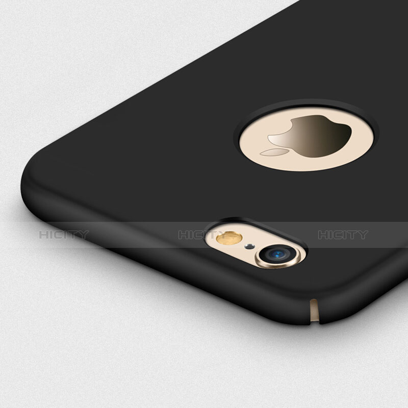 Schutzhülle Kunststoff Tasche Matt Loch mit Fingerring Ständer für Apple iPhone 6S Plus Schwarz groß