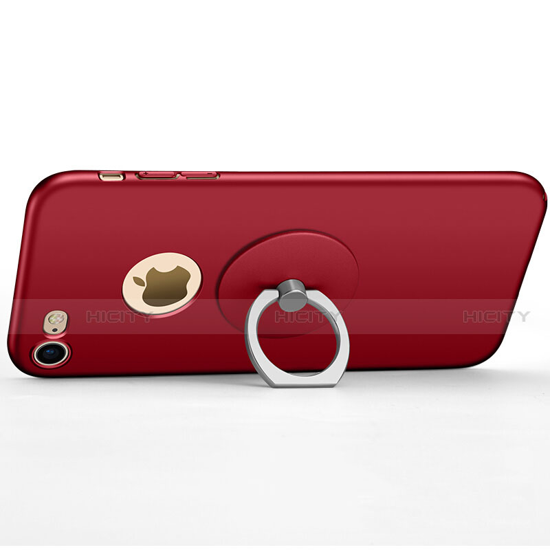 Schutzhülle Kunststoff Tasche Matt Loch mit Fingerring Ständer für Apple iPhone SE (2020) Rot