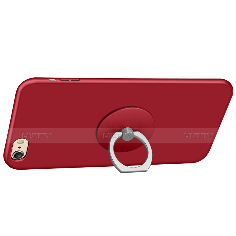 Schutzhülle Kunststoff Tasche Matt mit Fingerring Ständer A01 für Apple iPhone 6 Rot