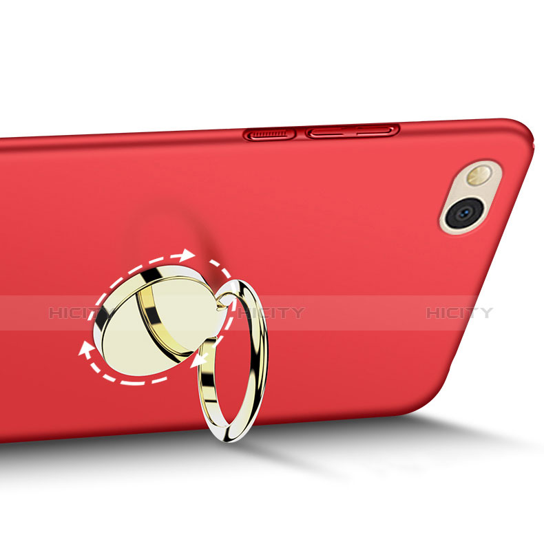 Schutzhülle Kunststoff Tasche Matt mit Fingerring Ständer A02 für Xiaomi Mi 5C Rot groß