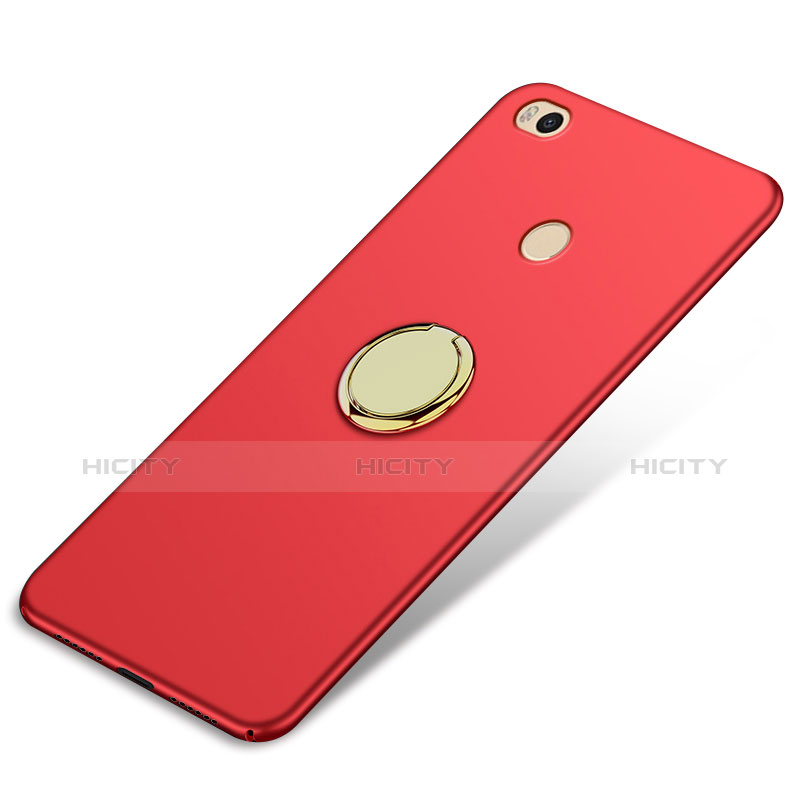 Schutzhülle Kunststoff Tasche Matt mit Fingerring Ständer A02 für Xiaomi Mi Max 2 Rot groß