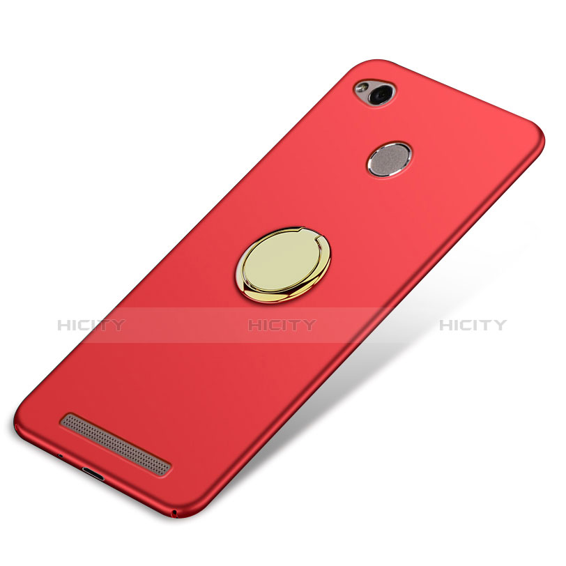 Schutzhülle Kunststoff Tasche Matt mit Fingerring Ständer A02 für Xiaomi Redmi 3S Rot groß