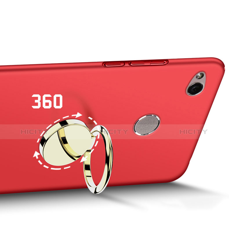 Schutzhülle Kunststoff Tasche Matt mit Fingerring Ständer A02 für Xiaomi Redmi 3S Rot groß