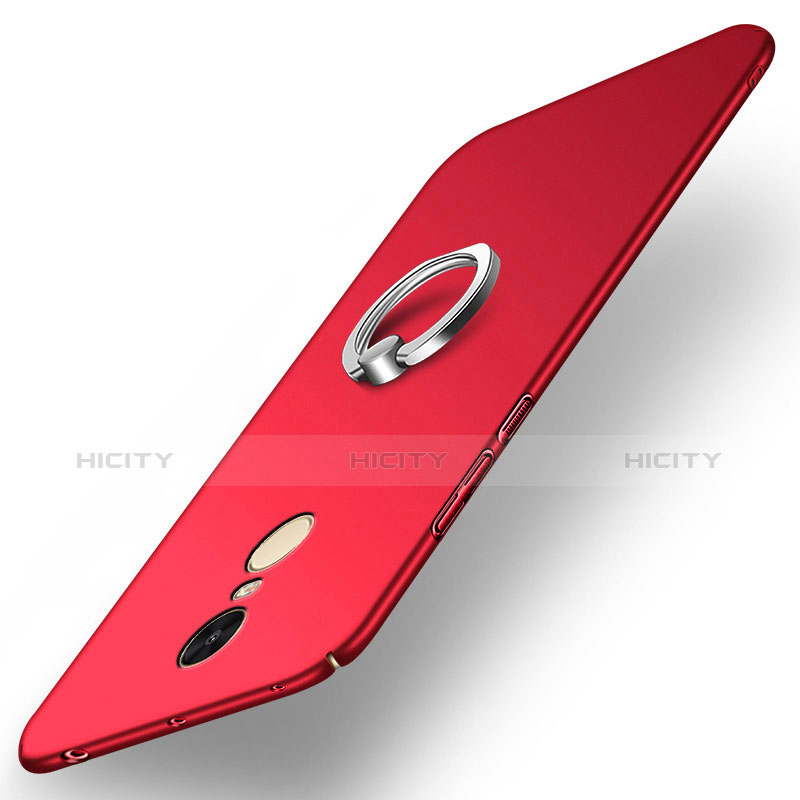 Schutzhülle Kunststoff Tasche Matt mit Fingerring Ständer A02 für Xiaomi Redmi Note 4 Rot Plus