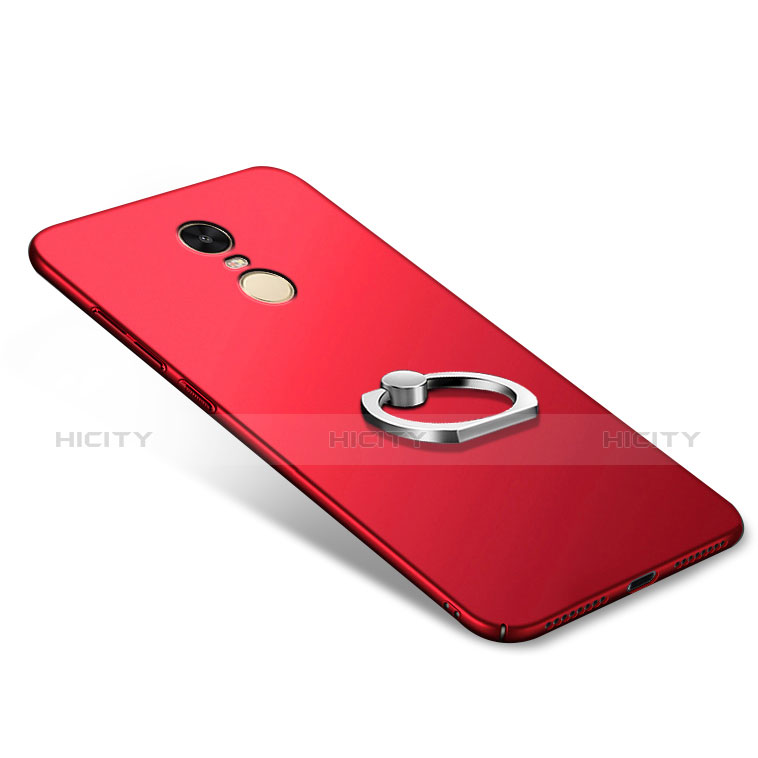 Schutzhülle Kunststoff Tasche Matt mit Fingerring Ständer A02 für Xiaomi Redmi Note 4 Rot groß