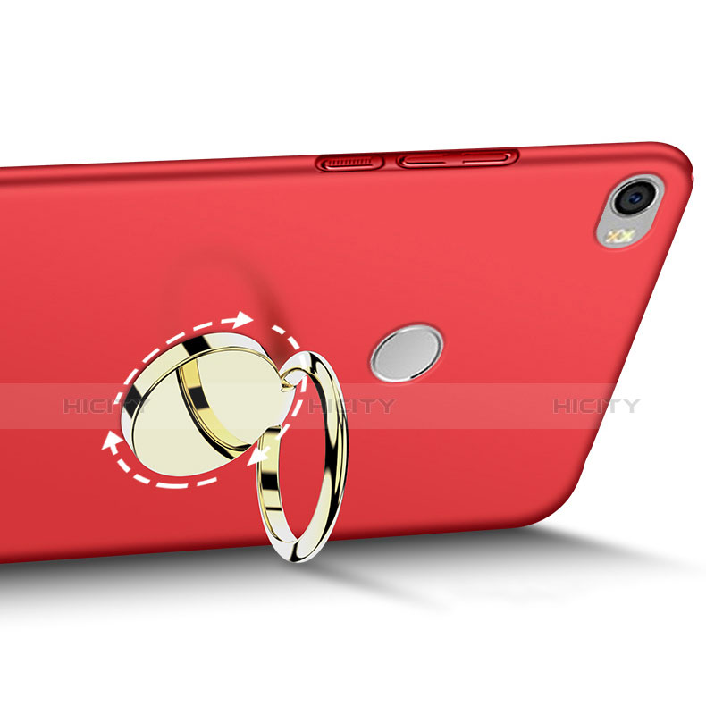Schutzhülle Kunststoff Tasche Matt mit Fingerring Ständer A03 für Xiaomi Mi Max Rot groß