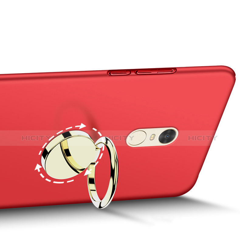 Schutzhülle Kunststoff Tasche Matt mit Fingerring Ständer A03 für Xiaomi Redmi Note 4 Rot groß