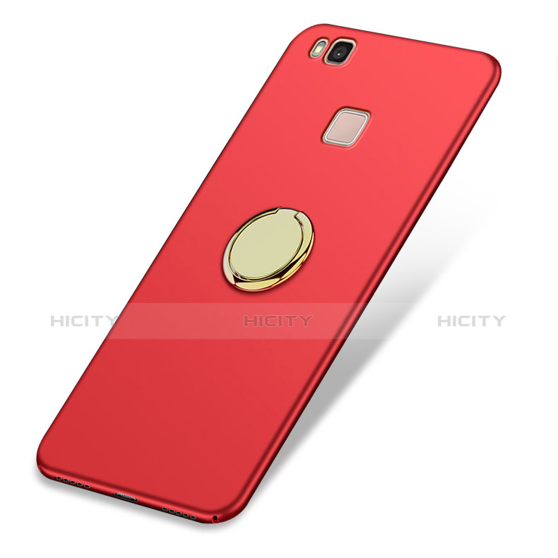 Schutzhülle Kunststoff Tasche Matt mit Fingerring Ständer für Huawei G9 Lite Rot groß