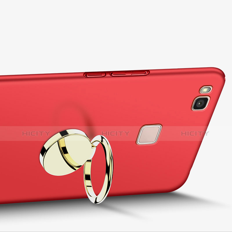 Schutzhülle Kunststoff Tasche Matt mit Fingerring Ständer für Huawei G9 Lite Rot groß