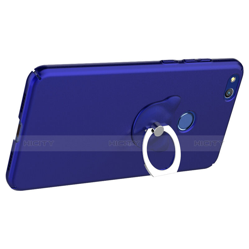 Schutzhülle Kunststoff Tasche Matt mit Fingerring Ständer für Huawei GR3 (2017) Blau groß