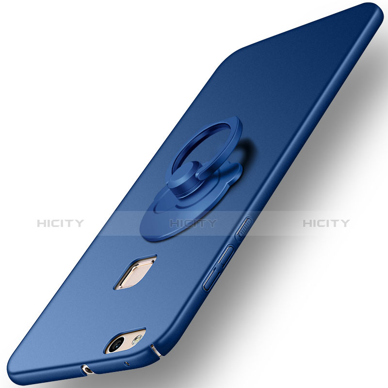 Schutzhülle Kunststoff Tasche Matt mit Fingerring Ständer für Huawei P10 Lite Blau Plus